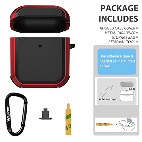 Winproo Armor Airpods 2Nd & 1St Generation Case Cover With Keychain, Military Hard Shell Full-Body Shockproof Protective Case Skin For Airpods 2Nd & 1St Gen [Charging Led Visible] #TOP4