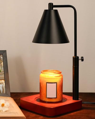 Modern Candle Warmer Lamp with Timer, Black Candle Lamp Warmer for Jar Candles, Birthday Gifts for Men, Dad, Women, Mom, Adjustable Metal Candle Lamp Dimmable, Vintage Home Decor, 2*35 Watt Bulb