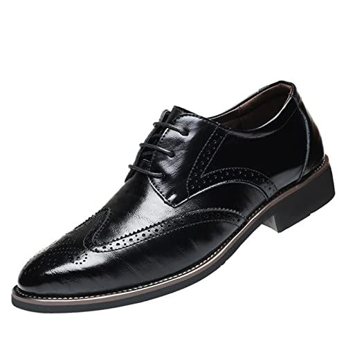 Generisch Calcetines Zapatos Zapatos de negocios de encaje para hombre en estilo clásico Zapatos de hombre 41, Negro , 42