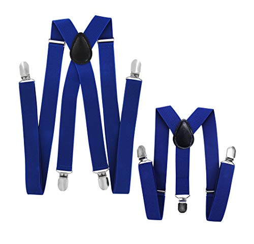 axy Vater-Sohn Partnerlook Hosenträger für Herren-Damen-Kinder (Blau (Herren 2,5cm + Kinder Hosenträger Breit 2,5cm)) Cover
