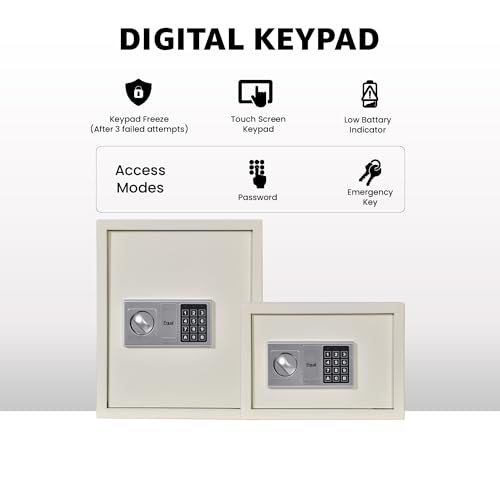 Image of Equal 48L Retro Safe Locker for Home | Digital PIN Code + Emergency Key | Glossy Ivory Finish | 10-Gauge Steel Door | 3 Year Warranty | 48 Litre