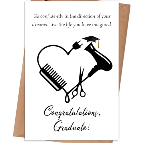 HEJOYN Cosmetology Graduation Card, Hairstylist Graduation Cards for New Cosmetologist, Beauty School Graduate Gift