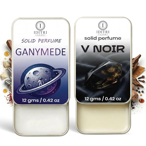 Image of Solid Perfume |V Noir&Ganymede Alcohol Free Wax Perfume Balm, Long Lasting | Pocket Tin 12g, Pack Of 2| Non Greasy Smooth Glide, Travel Friendly Men And Women