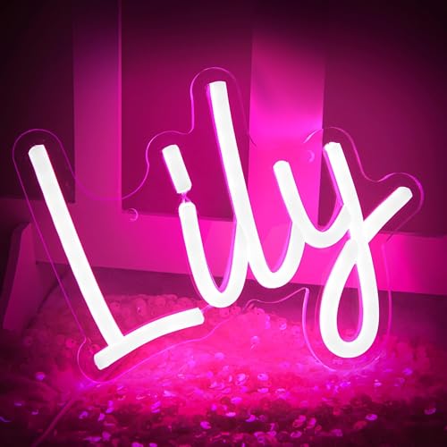 Image of Lily Name Neon Sign for Wall Decor,LED Lily Name Neon Light for Kids Bedroom,Birthday Party Decoration,Neon Sign Lily for Wall Decor,Lily Birthday Decor for Girl,Size 9 * 6.7 inch(JTLD011-08)