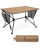 OneTigris VENTARA faltbar Campingtisch klappbar, Camping Tisch Klapptisch mit Tragetasche und Netztasche, Kleiner Tisch Outdoor Ultraleicht für Angeln Wandern 61,5 x 43 x 38 cm (Kojote Braun)