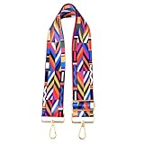 [HSE金丸商店] ショルダーストラップ 刺繍 幅広 花柄 ボヘミアン チェック レオパード (レインボー カラーペイント, 幅5cm)