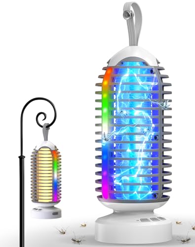 Bug Zapper with Marquee Light, Mosquito Zapper Indoor Outdoor, 4000mAh, Smart Auto On/Off Rechargeable Fly Zapper, Cordless Portable Waterproof Insect Killer for Home, Kitchen, Patio, Camping, Party