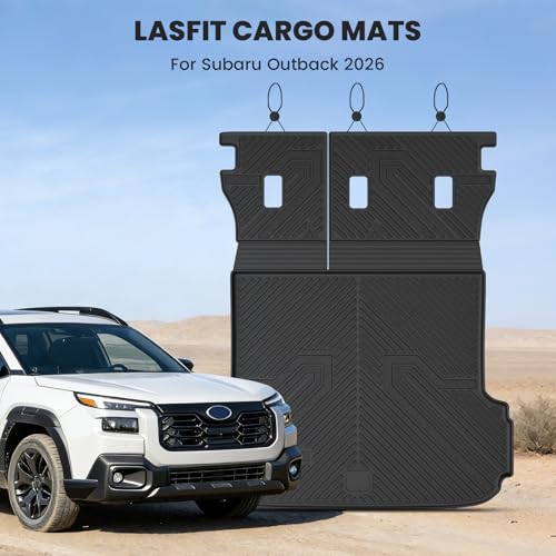 Image of LASFIT Cargo Mat for Subaru Outback 2026 | All Weather TPE Custom Fit Durable Trunk Backrest Mat Cargo Tray Liner (Not fit Wilderness with All-Weather Seatback), Black