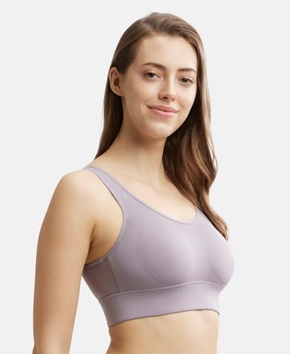 Image of Jockey JW12 Women Wirefree Padded Tencel Lyocell Elastane Stretch Full Coverage Lounge Bra with Stay Fresh Properties and Removable Pads