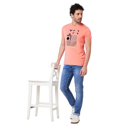 Image of Spykar Men's Slim Fit Round Neck Half Sleeve Solid Casual T-Shirt
