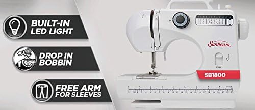 Sunbeam SB1818 features: LED light, drop-in bobbin, free arm