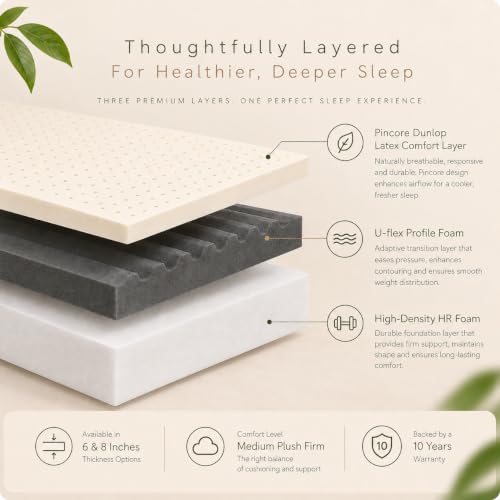 Image of Springtek Supernova Premium Hybrid Latex Mattress Queen Size 75x60 | Medium Firm 6 Inches 100% Natural GOLS Certified Pincore Dunlop Latex Mattresses | 3 Layer HD Foam Orthopedic Bed Gadda|75x60 Inch