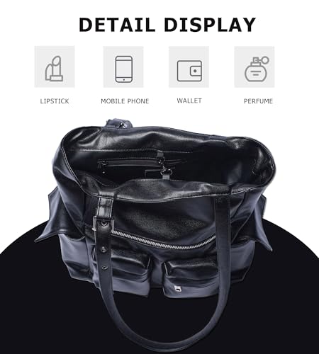 Bolso tote grande de cuero sintético suave myfriday, bandolera tipo satchel con cierre de gancho miniatura 6