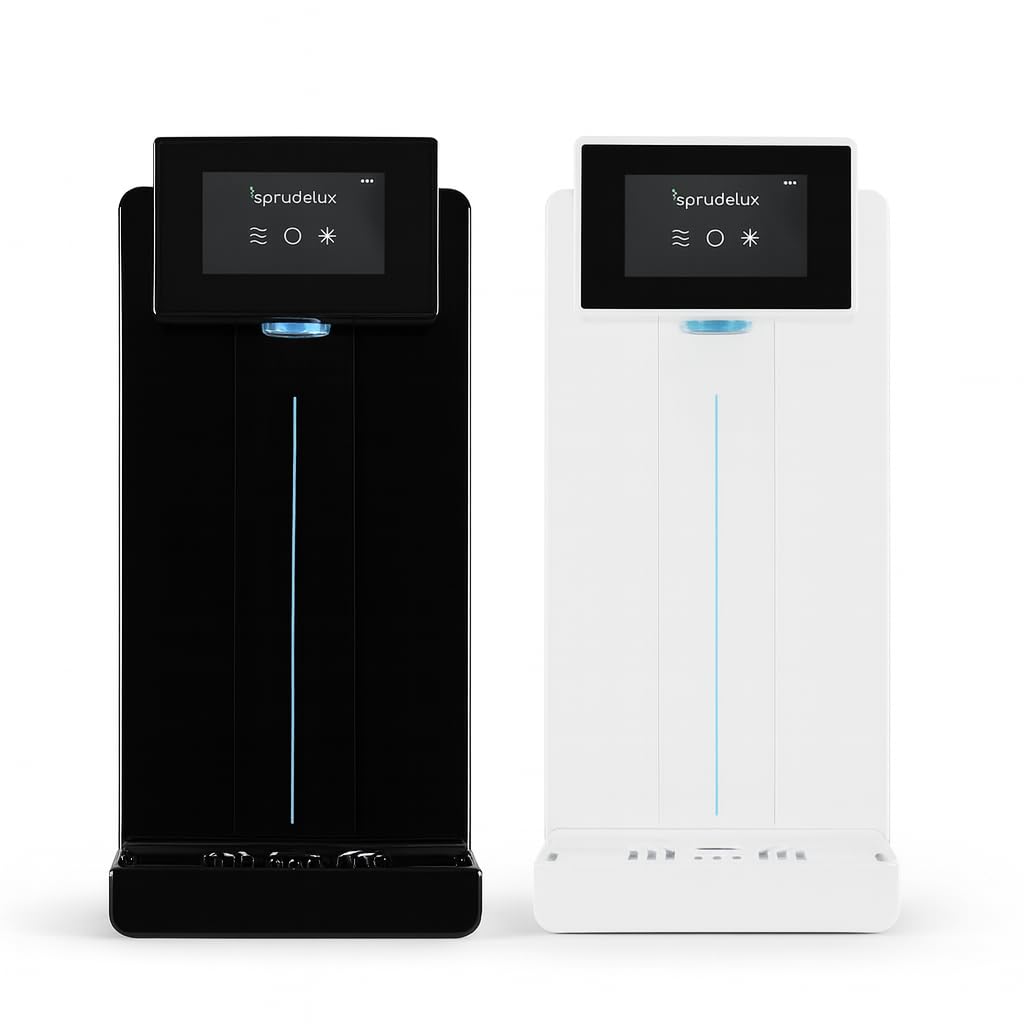 Power Soda Full Touch Wassersprudler – Auftisch Trinkwassersystem mit CO2-Karbonisierung, Auftisch-Tafelwasseranlage mit einstellbarer Kühltechnologie – Made in EU | (Schwarz)
