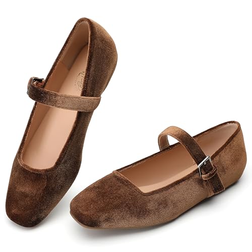 Image of Trary Mary Jane Shoes Women Woven Flats for Women Dressy Ballet Flats Squared Toe Mary Jane Flats Shoes
