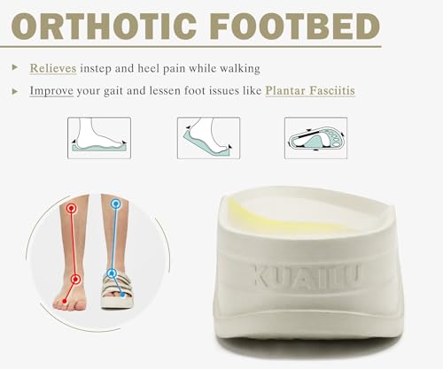 Image of KuaiLu Mens Casual Sandals with Comfortable Orthopedic Arch Support Summer Beach Walking Shoes Cushion Slides Slip on Indoor Outdoor
