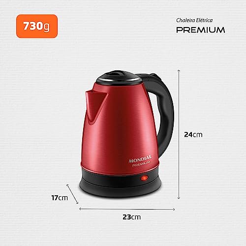 Chaleira Elétrica Mondial Pratic Inox CE-06-R CHALEIRA ELÉTRICA-220V-VERMELHO/INOX