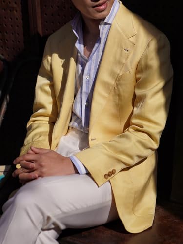 Men's Linen Two Pieces Suit Single Breasted Button Jacket Pants for Business Casual2