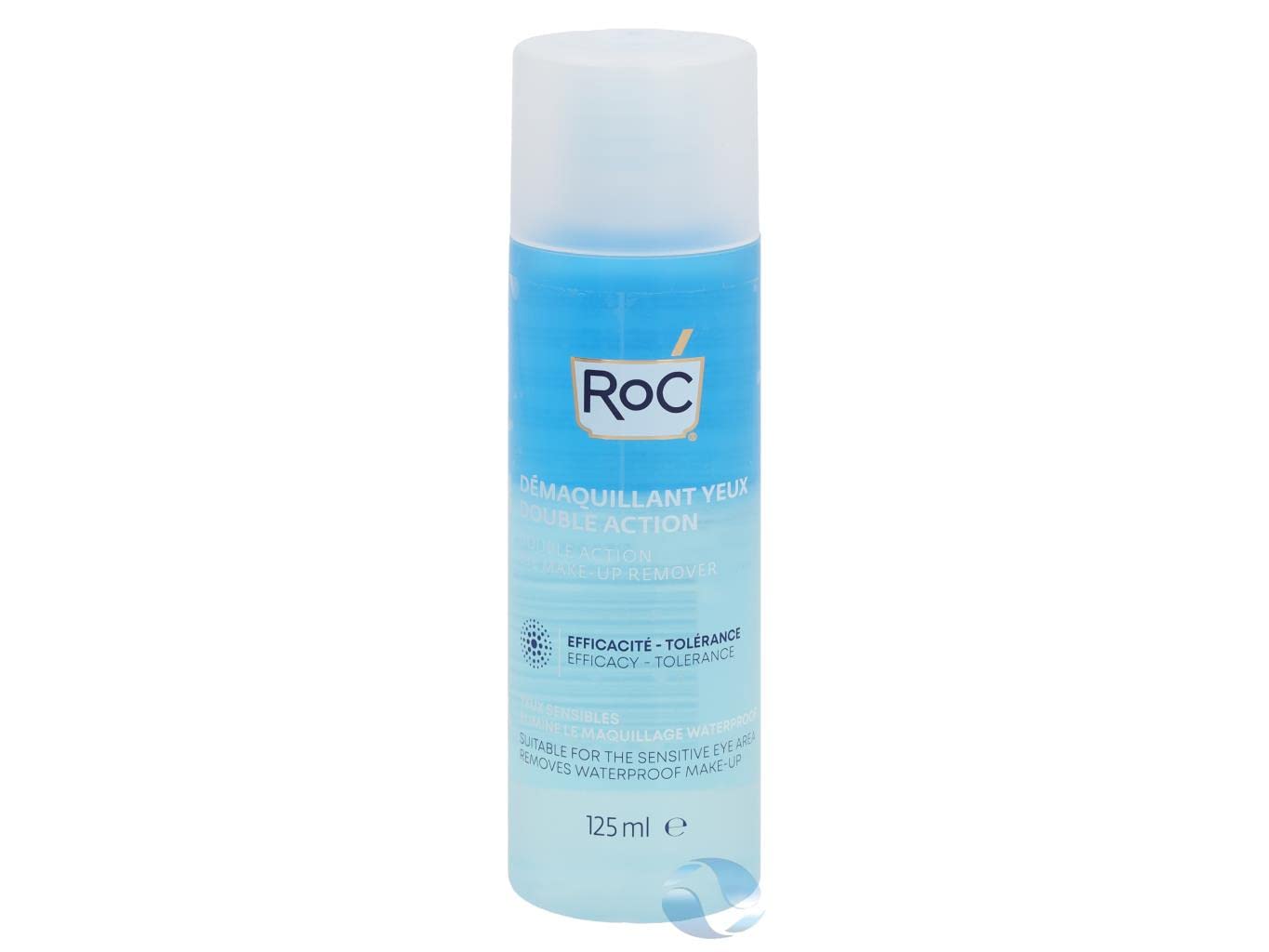 RoC - Desmaquillador de Ojos Doble Acción - Combinación de Agua y Aceite - Elimina el Maquillaje Impermeable - Minimiza los Riesgos de Alergia - 125 ml
