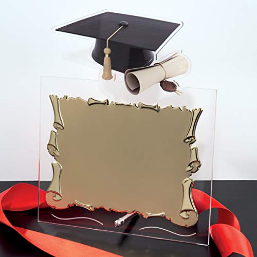 Targa In Legno Decorativa 'Class Of 2025' Per Laurea, 30x13.5 Cm, Nero E Oro, Regalo Di Congratulazioni