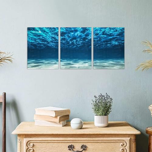 LUHSICE 3パネル海のウォールアート - 水中のシーン - 塗装 キャンバスアートホームデコレーション [3]