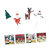 OKUMEYR 12個 雪人雪糕装饰 DIYケーキ トナカイケーキつまようじ 紙 クリスマス誕生日 金 パーティー クリスマスケーキトッパー ケーキピック ケーキの装飾 コットン