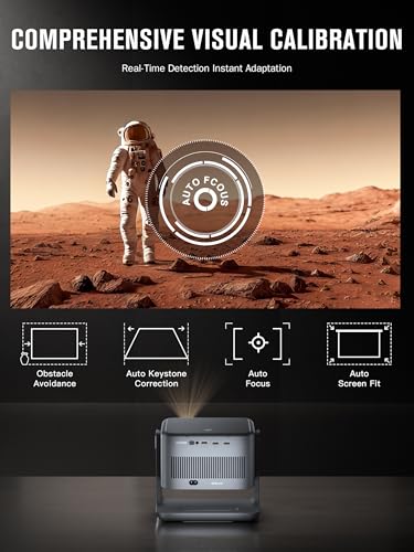 【Now with Netflix & 3000 ANSI】Smart 4K Projector with WiFi and Bluetooth, VISSPL 3D Dolby Audio and Auto Focus Portable Outdoor Projector, Movie Home Theater Projectors for Bedroom/Ceiling — image 8