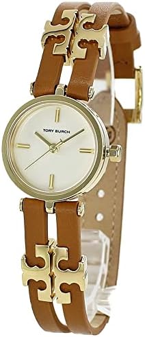 Tory Burch Women's Gold-Tone Logo Brown Leather Strap Watch 22mm