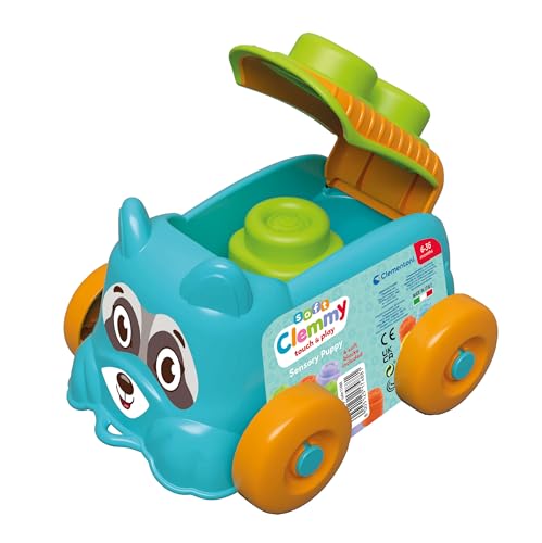 Image of Clementoni - Sensory Puppy Raccoon Children's Buildings, Clemmy Soft Bricks Set Early Childhood, Blocks for Children 6 Months, Washable Sensory Game, Made in Italy, 17488