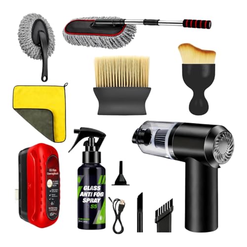 Image of 8 PCS Car Cleaning Kit Car Accessories 2026 with Portable Car Vacuum Cleaner | Car Interior Cleaning Kit | Car Duster, Detailing Brush, Anti Fog Spray & Microfiber Cloth | (8 Pack)