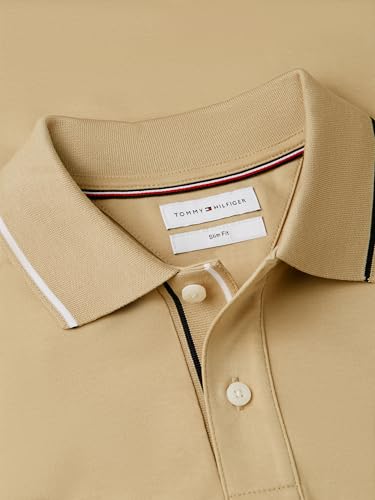 Image of Tommy Hilfiger Men's Short Sleeve Casual Polo Shirts in Slim Fit with Liquid Cotton and Cuff Designs