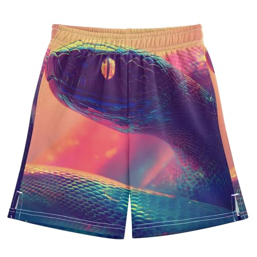 Surreal Snake Boys Athletic Shorts for Casual Basketball Sports with Pockets XS