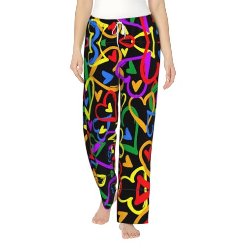 Pantalon de pyjama femme arc-en-ciel idéal pour se détendre à la maison en flanelle