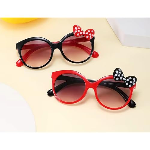 Image of Dervin UV Protected Girl's Bow Cute Sunglasses Baby Personality Cartoon Travel Sunshade Glasses