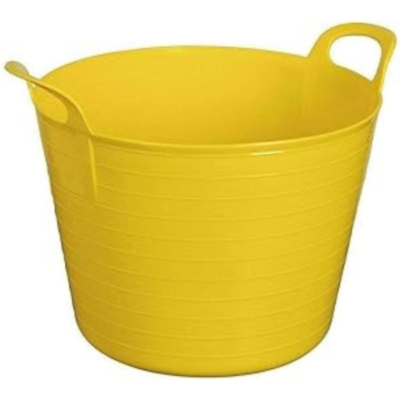 Neat. Plastics Large Flexi Tub Set - Robust Multi-Purpose Storage Tub in Assorted & Single Color - Handy Builders Buckets Heavy Duty, Ideal for Home, Garden, Animal Feed, Yellow, Set of 8