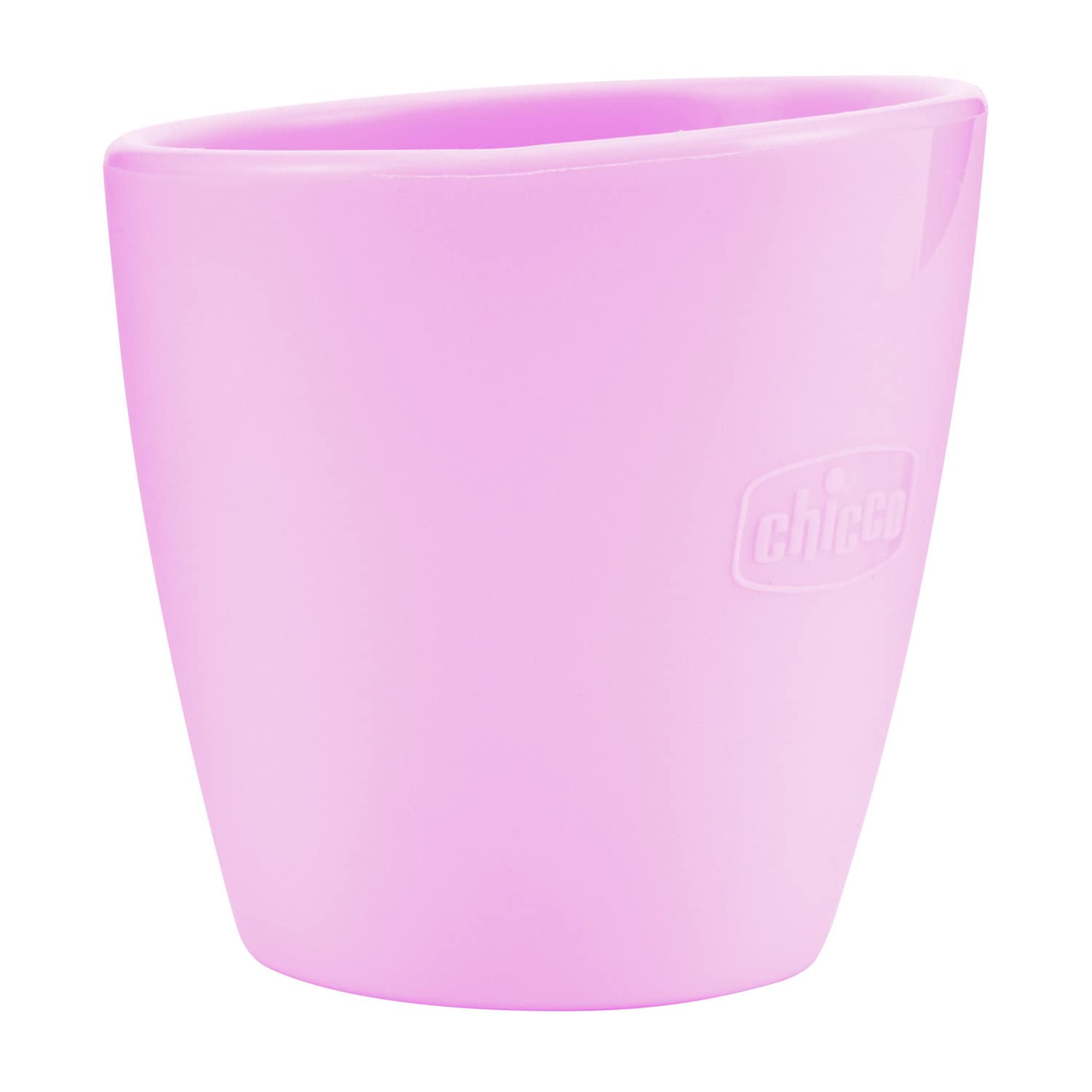 Chicco Easy Mug, Bicchiere in Silicone con Bordo Inclinato, 6 Mesi+, Rosa