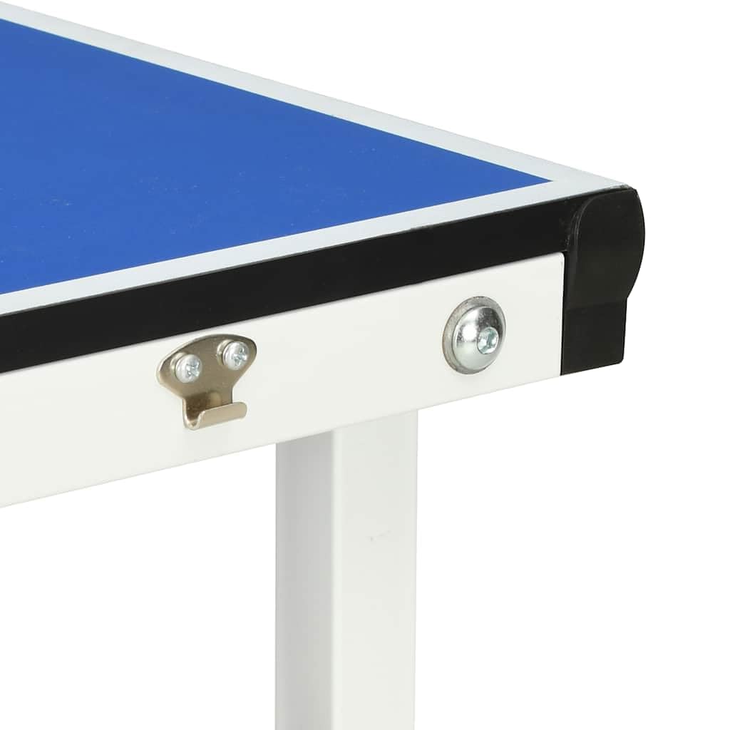 Mangloder - Tavolo da ping pong pieghevole con rete, 152 x 76 x 66 cm, blu, arrotolabile, livellamento gambe regolabile, per interni ed esterni, facile da trasportare, robusto, per tempo libero