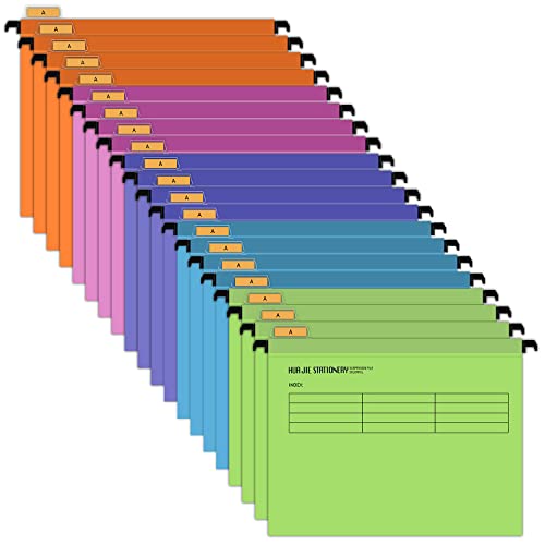 Dossiers suspendus A4 multicolores et 20 étiquettes amovibles d'organisation