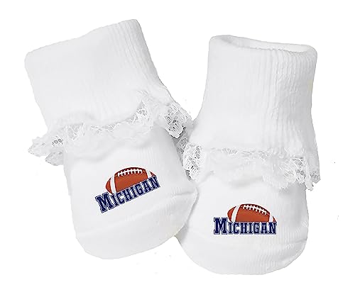 Future Tailgater Baby Toe Bootie Socks with Lace for Michigan Fans