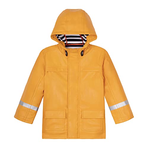 Image of Mud Kingdom Boys Rainslicker Hooded Rain Jacket PU Leather Outerwear Windproof Outdoor