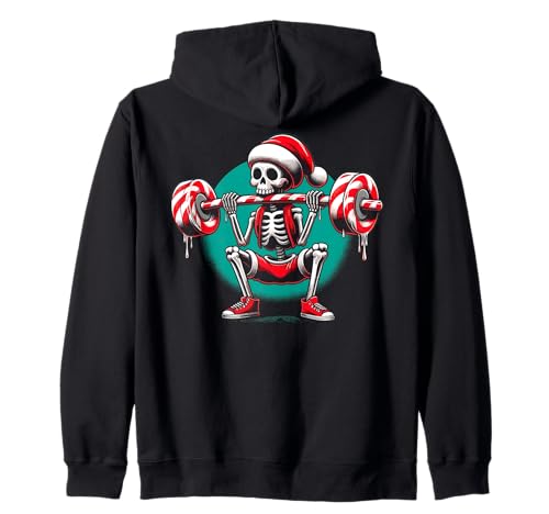 Funny Christmas Gym Men Skeleton Christmas Weight Lifting Sudadera con Capucha