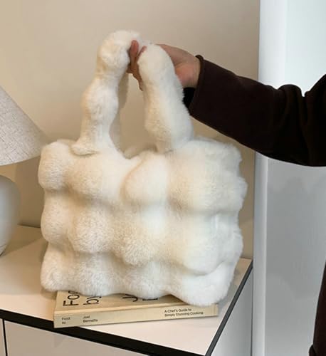 Fluffy Large Tote Bag for Women Soft Fuzzy Handbag Plush Shoulder Bag Faux Fur Bag Furry Top Handle Purse2