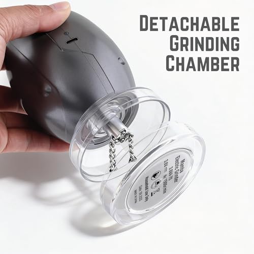 Image of Mamba Whip Electric Spice Grinder, One-Hand USB Rechargeable Culinary Herb & Seasoning Mill for the Kitchen, New Tech. Chain Grinding System, Metal Gray