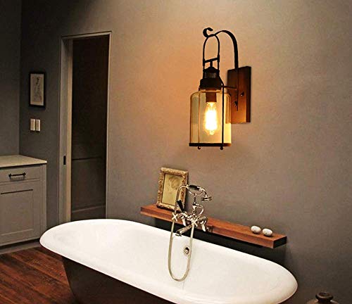 Lámpara de pared de estilo retro E27 con elegante pantalla de vidrio para bar 6