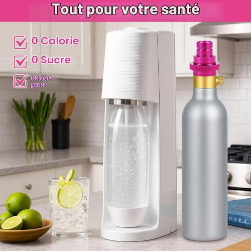 Druuzyl Adaptateur Rapide CO2 pour SodaStream Duo, Recharge Gazéifiée TR21-4, Compatible avec Machines à Soda (Rose) - Connexion Facile & Filetage Trapézoïdal – vue 7