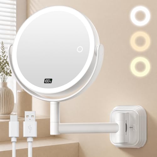 Auxmir 1X/30X Wall Mounted Makeup Mirror, No Drilling Magnifying Mirror