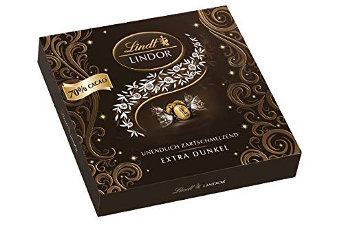 Lindt LINDOR Präsent Box Extra Dunkel 70% Kakao, Schokoladengeschenk, ca. 15 LINDOR Kugeln, 186 g