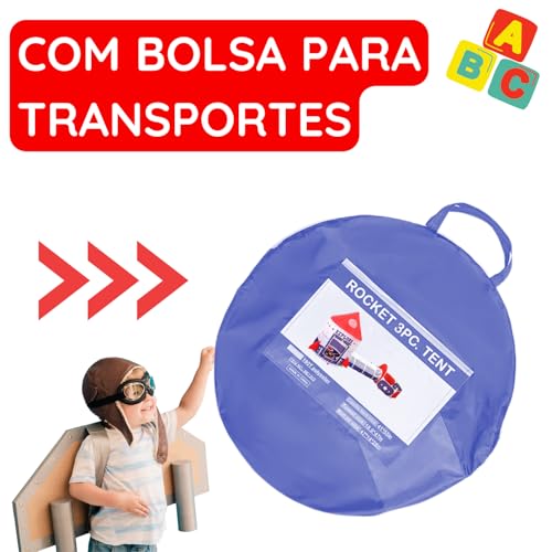 Barraca Infantil 3 Em 1 Astronauta Espaço Foguete Linda Toca Túnel Cesta Basquete Barraca Infantil P