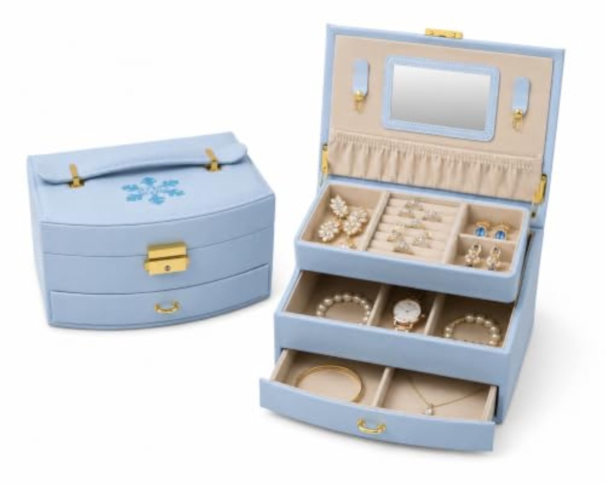 Premium Multi-Layer Jewelry Storage Box with Mirror