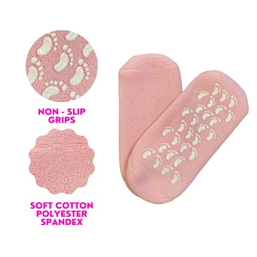 Rucci Moisturizing Socks,Gel Socks, Gel Inner Lining Infused With Essential Oils -Reccomended For Rough Feet, Calluses,Cracked Heels,Soften Dry Feet - Use With Favorite Lotions/ (Rose Pink) Unisex #TOP1
